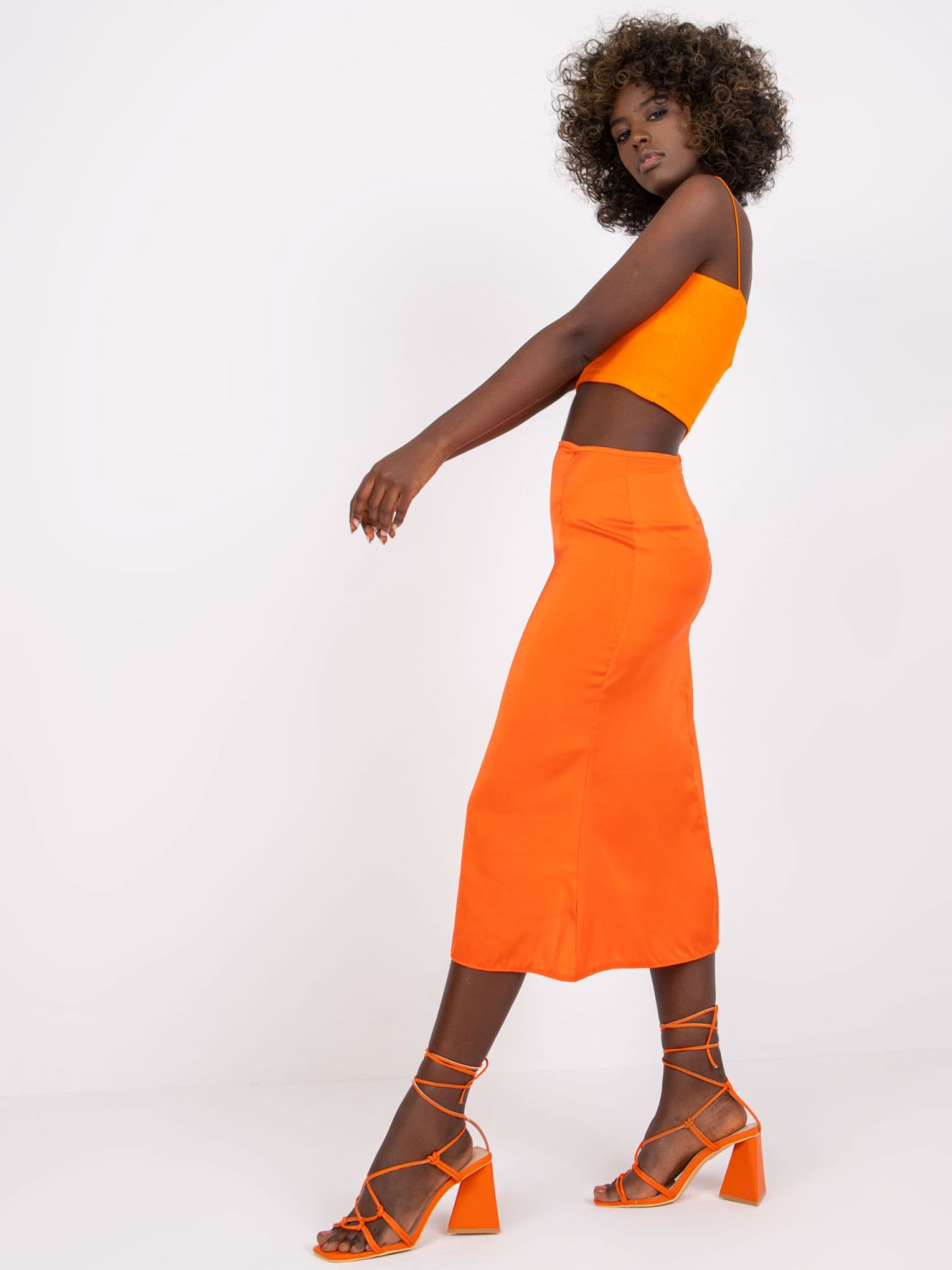 Elegant Midi Skirt in Orange