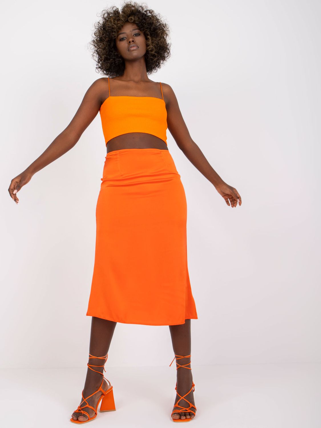 Elegant Midi Skirt in Orange