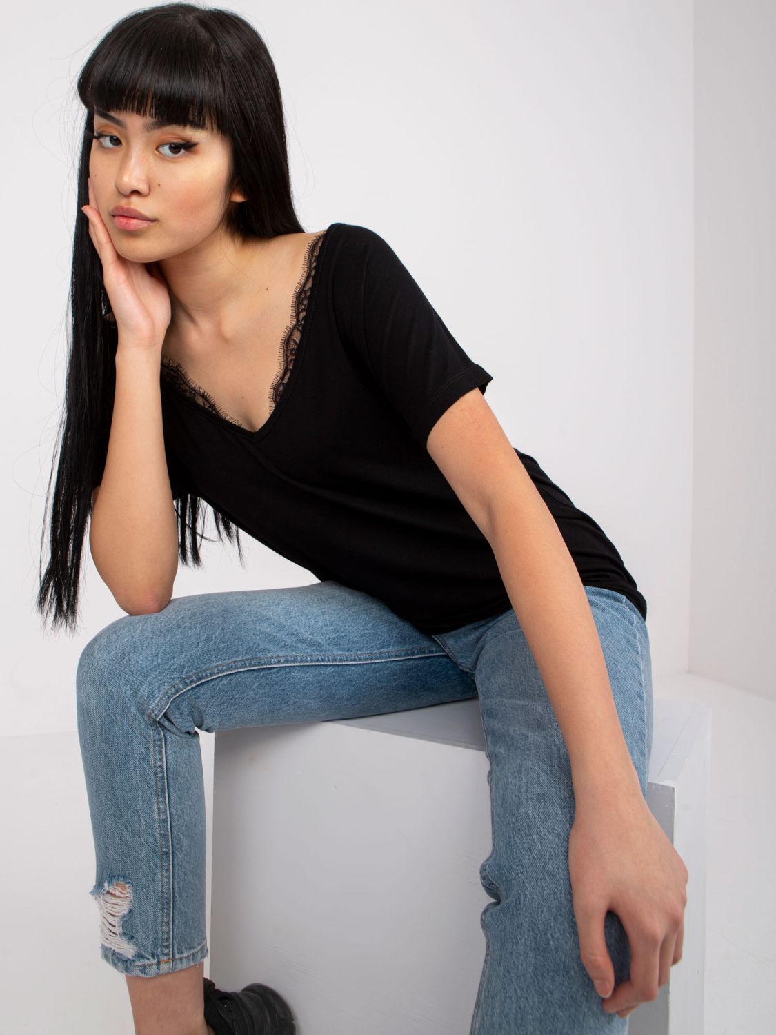 Elegant Black Lace T-Shirt