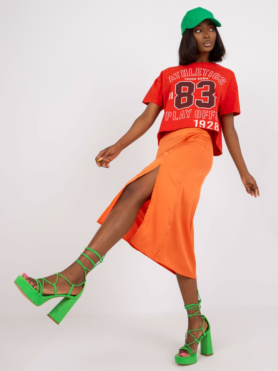 Elegant Midi Skirt in Orange