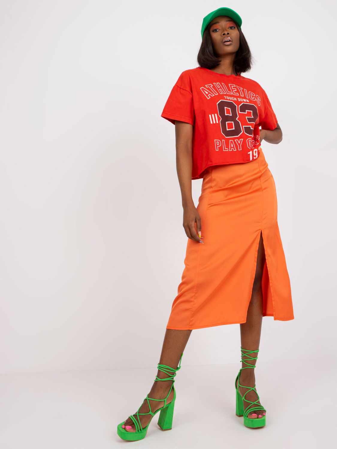 Elegant Midi Skirt in Orange