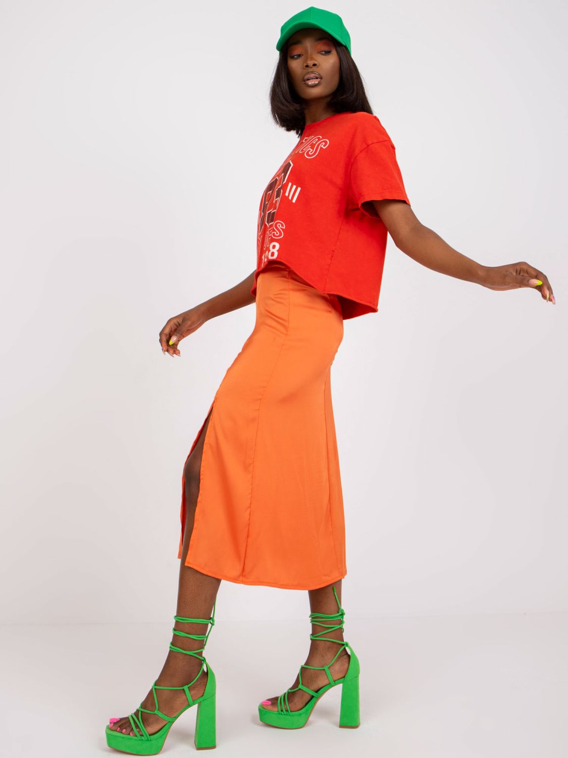 Elegant Midi Skirt in Orange
