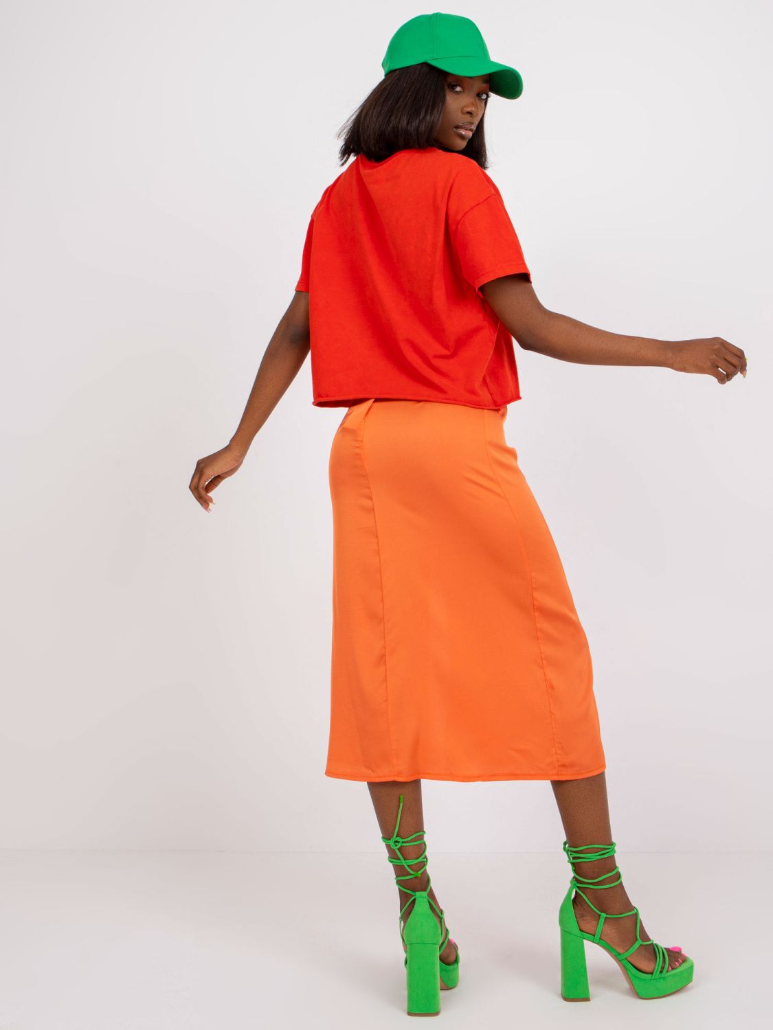 Elegant Midi Skirt in Orange