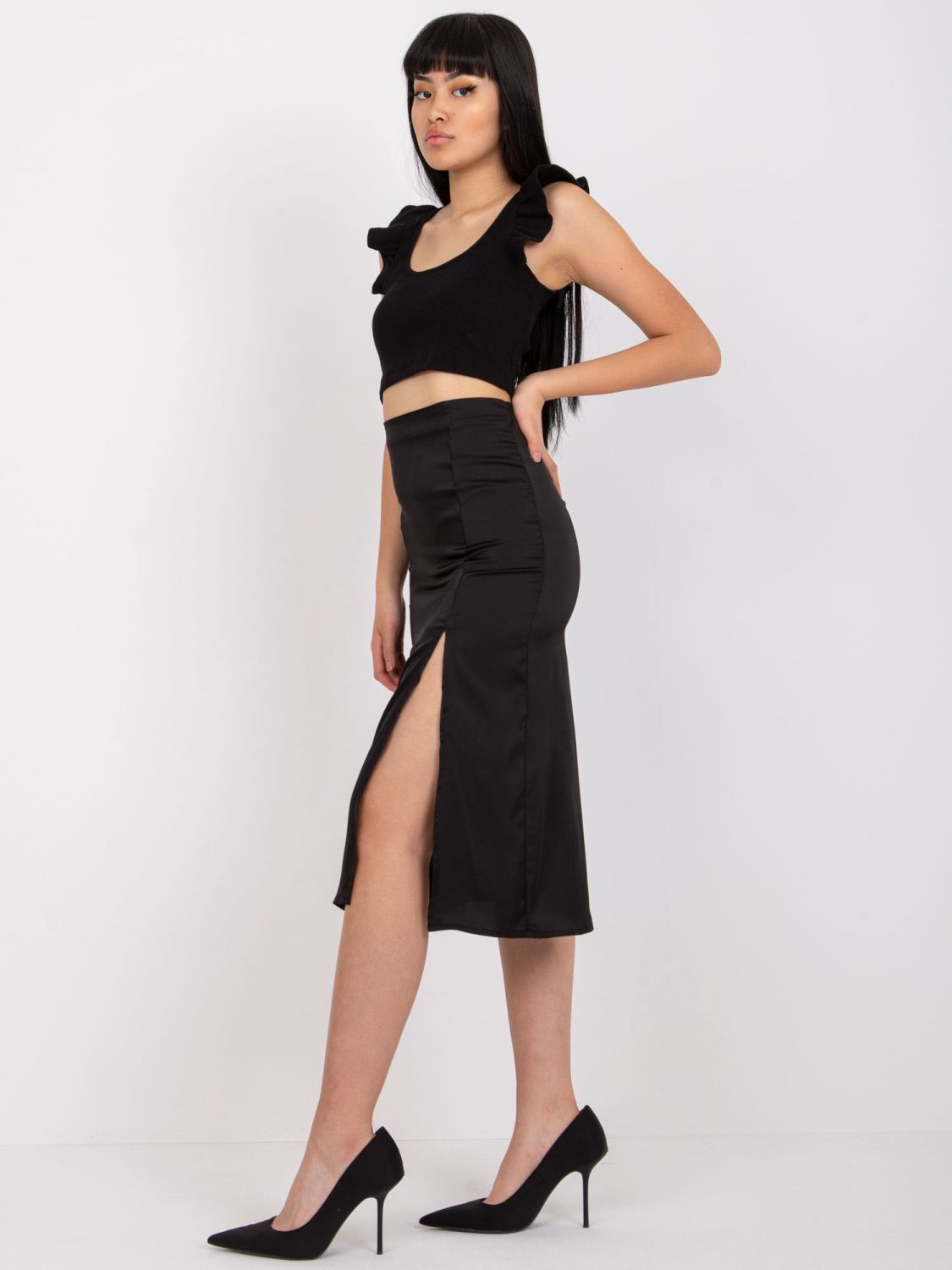 Elegant Black Midi Skirt