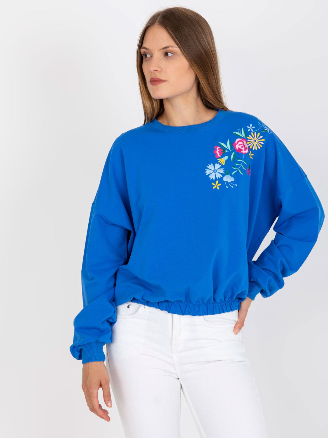 Dark Blue Cotton Hoodie Without Hood RUE PARIS