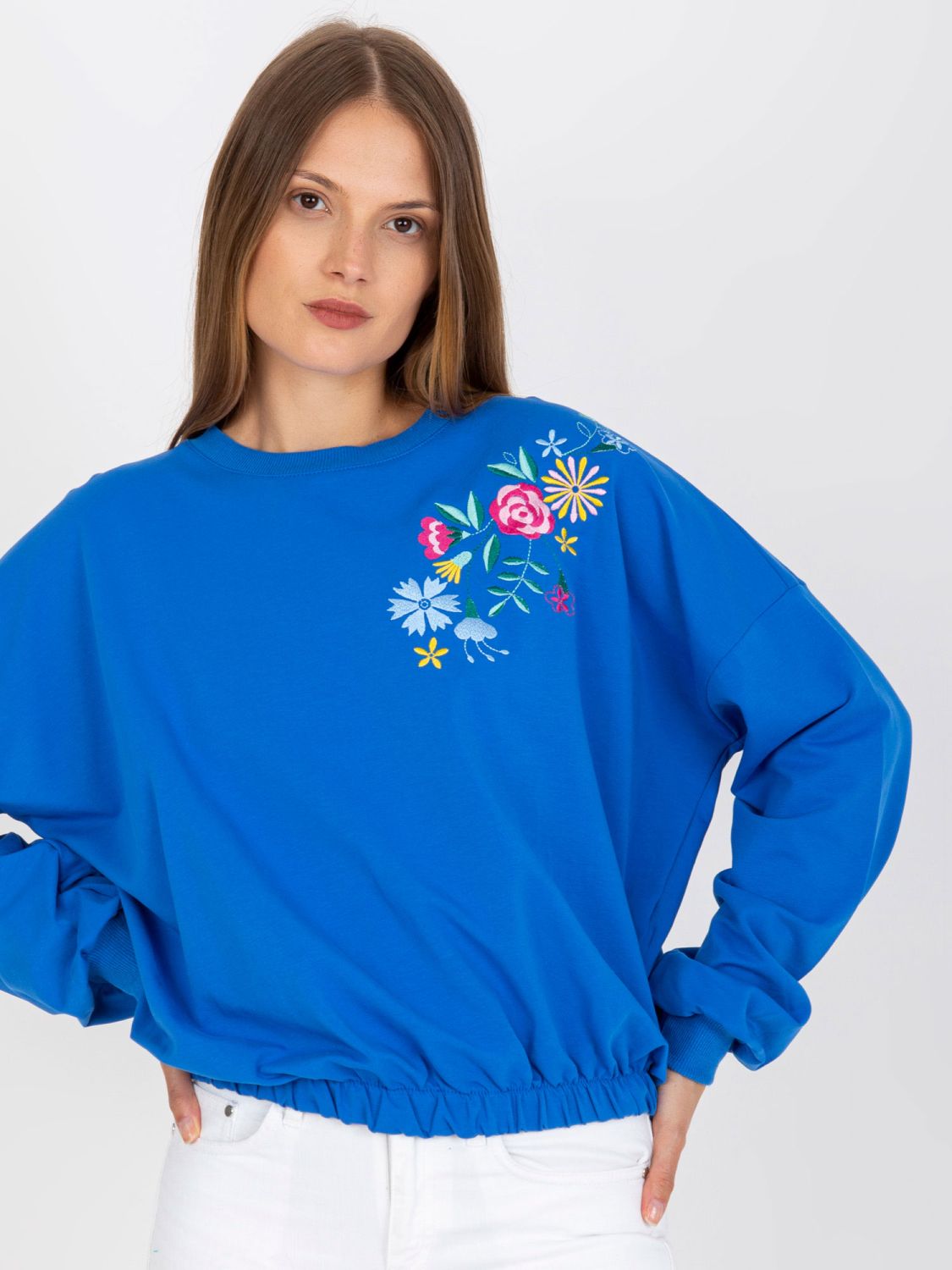 Dark Blue Cotton Hoodie Without Hood RUE PARIS