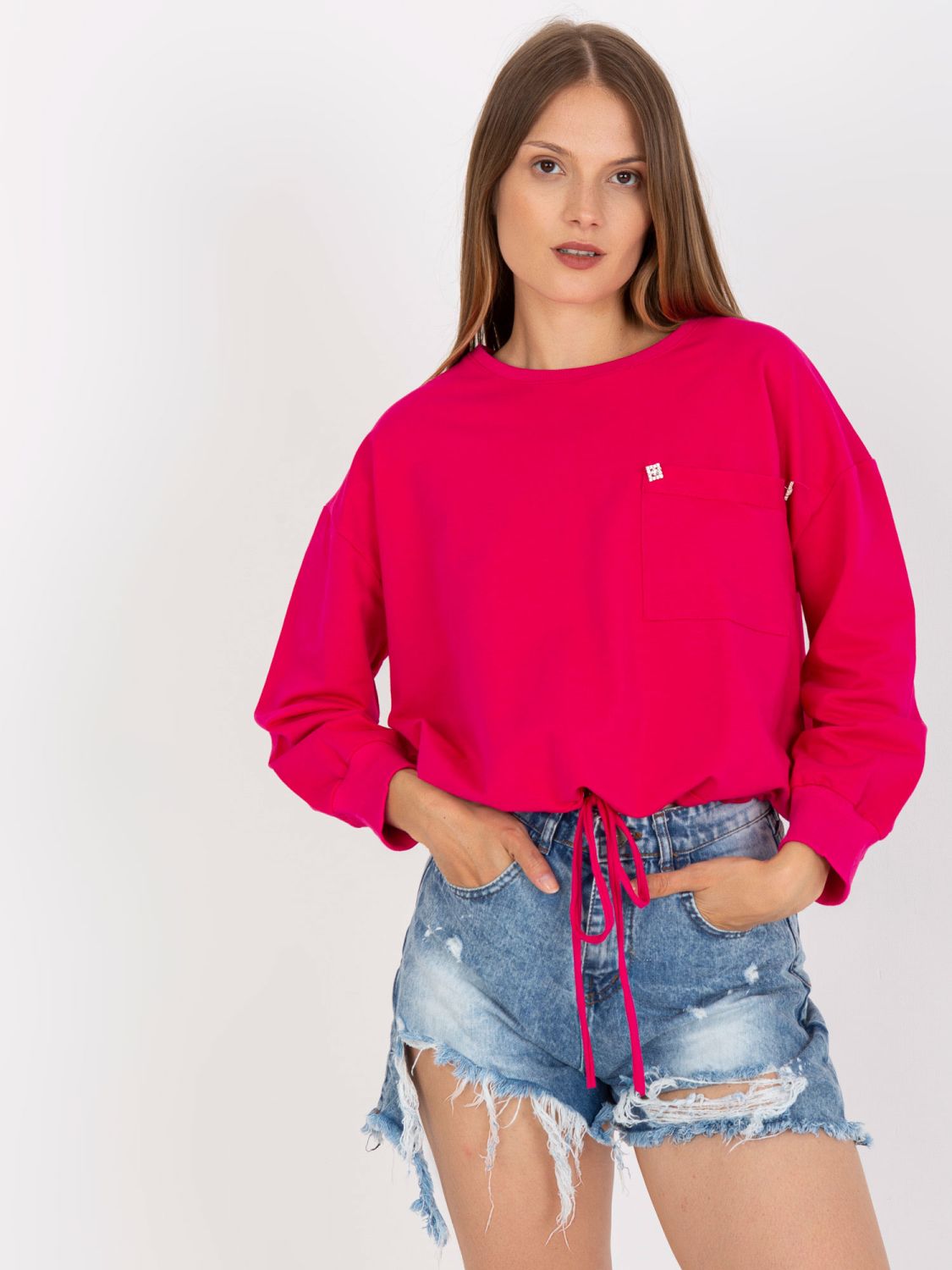 Fuchsia Hoodless Sweatshirt with Elastic RUE PARIS