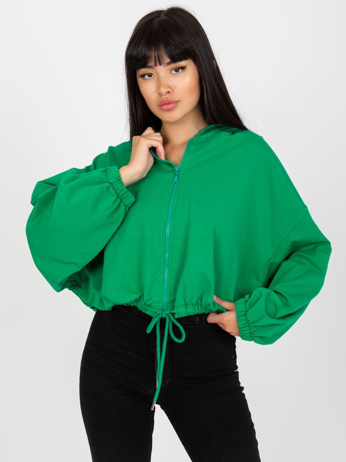 Green Zip-Up Hoodie RUE PARIS