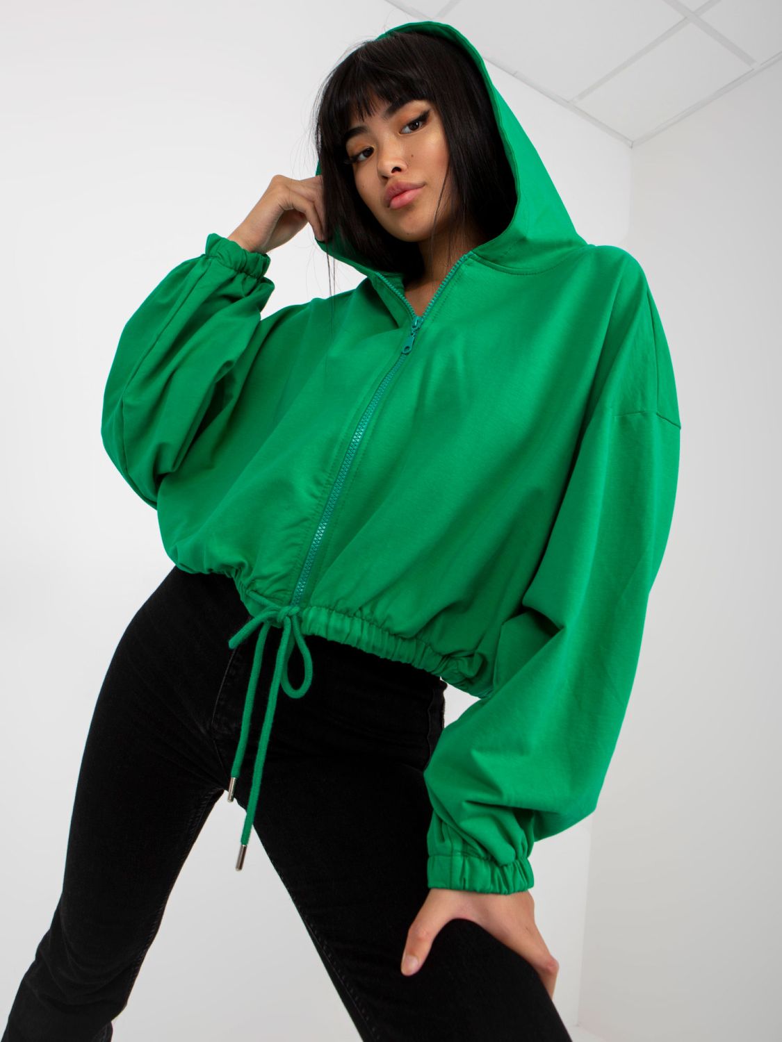 Green Zip-Up Hoodie RUE PARIS