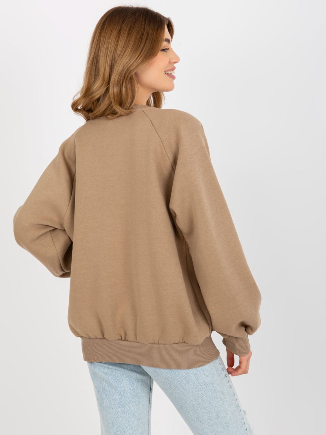 Dark Beige Hoodless Sweatshirt with Tracy Print