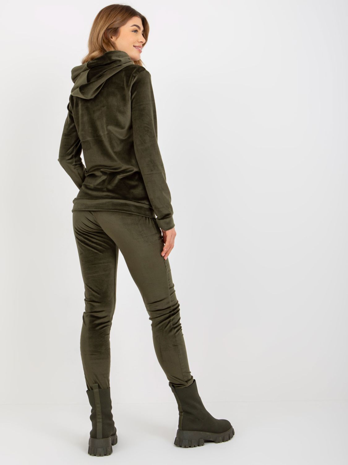 Khaki Two-Piece Velour Set with Pants