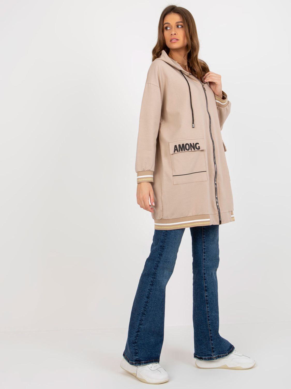 Beige Long Oversize Hoodie