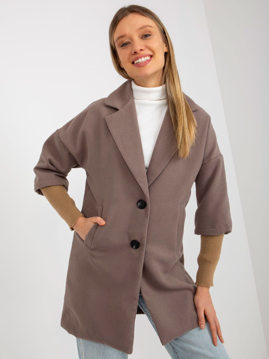 Brown Transitional Coat with Cuffs OCH BELLA