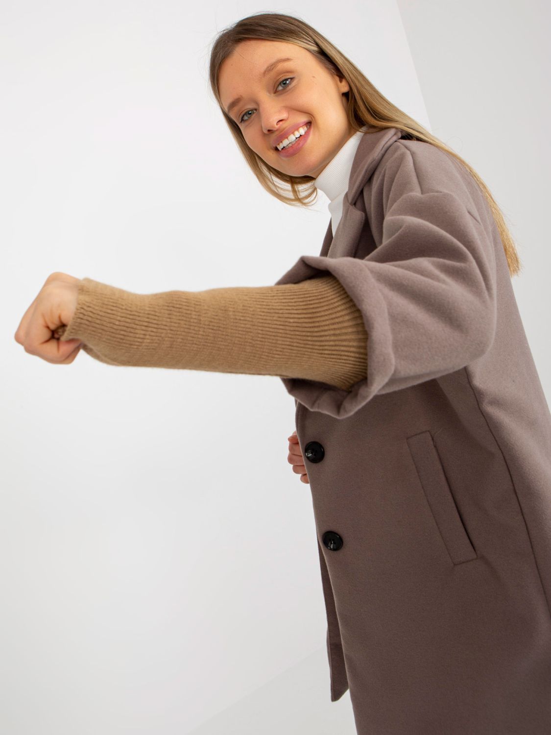 Brown Transitional Coat with Cuffs OCH BELLA