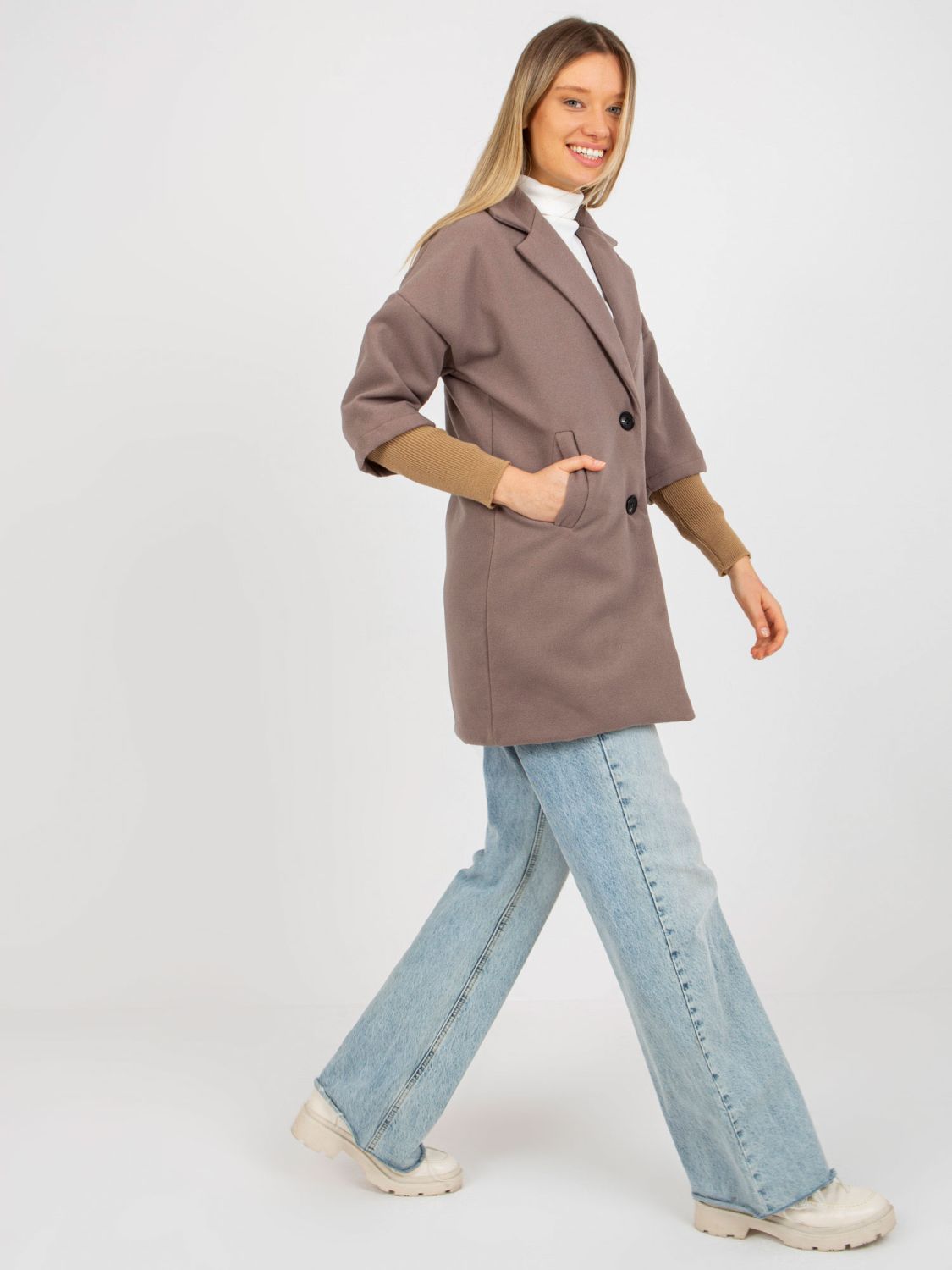 Brown Transitional Coat with Cuffs OCH BELLA