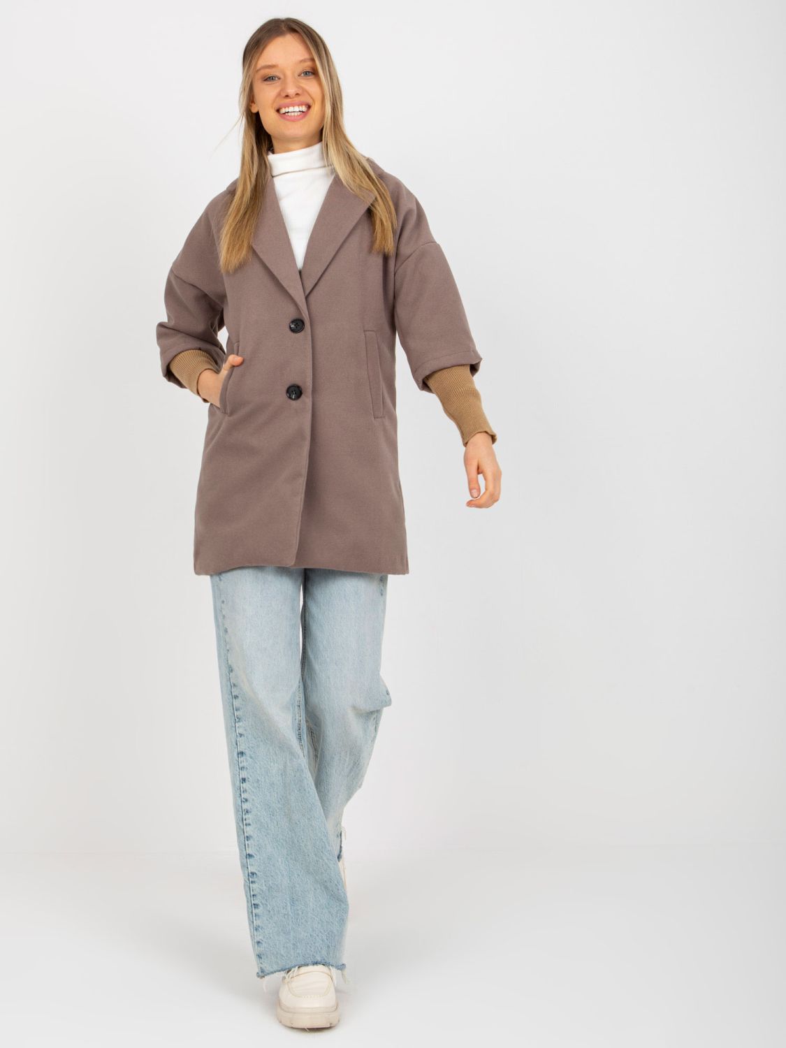 Brown Transitional Coat with Cuffs OCH BELLA