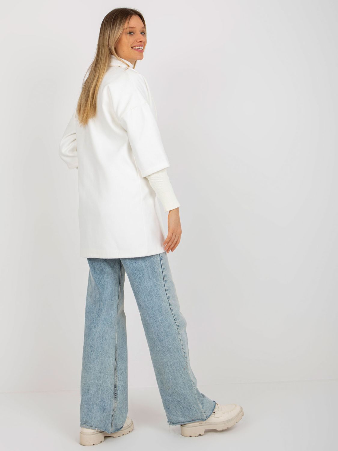 Ecru Women's Coat with Pockets OCH BELLA