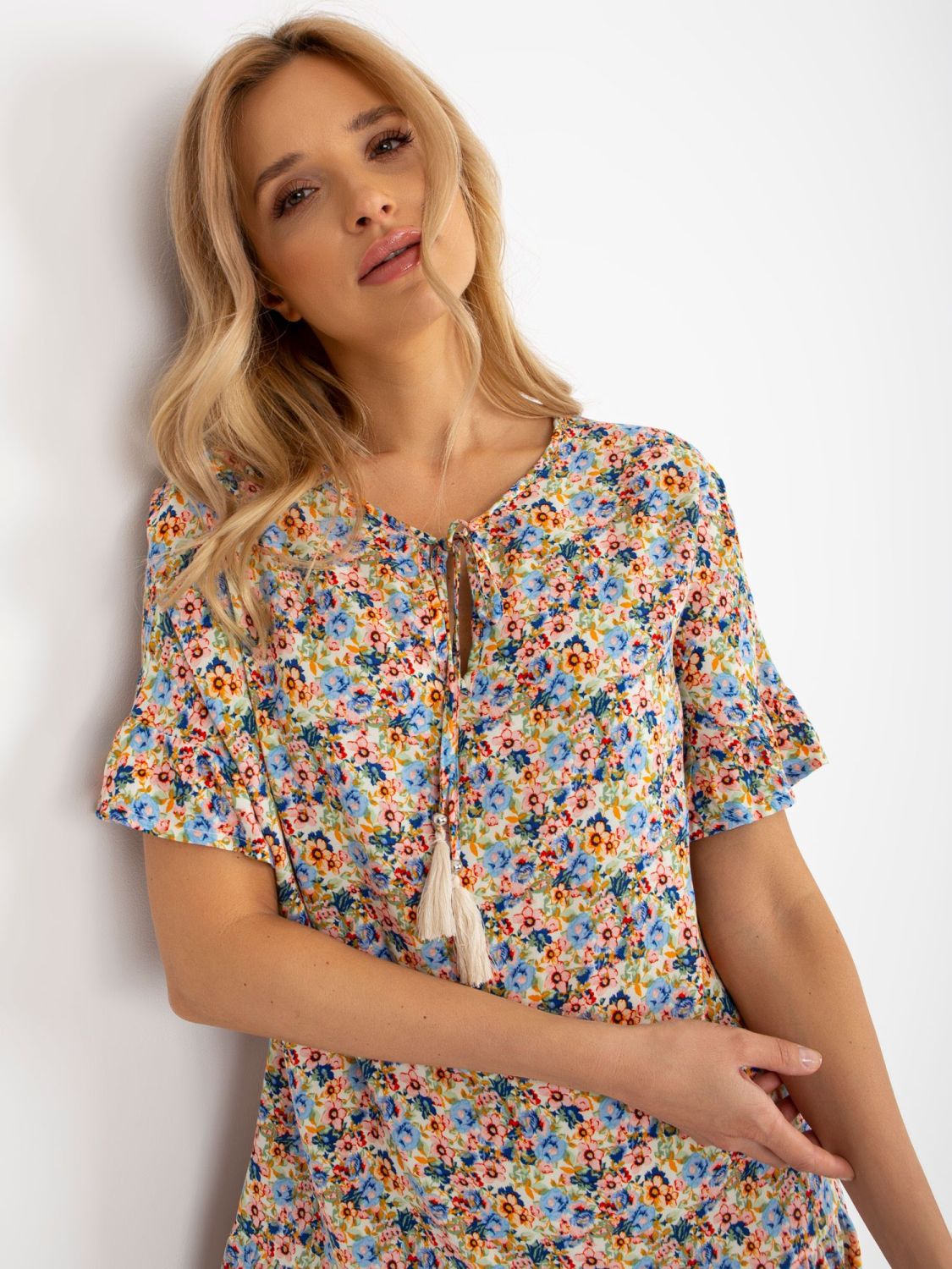 Yellow Loose Floral Dress with Ruffle SUBLEVEL