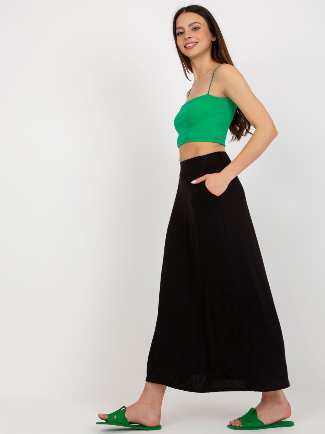 Black Midi Skirt with Pockets RUE PARIS