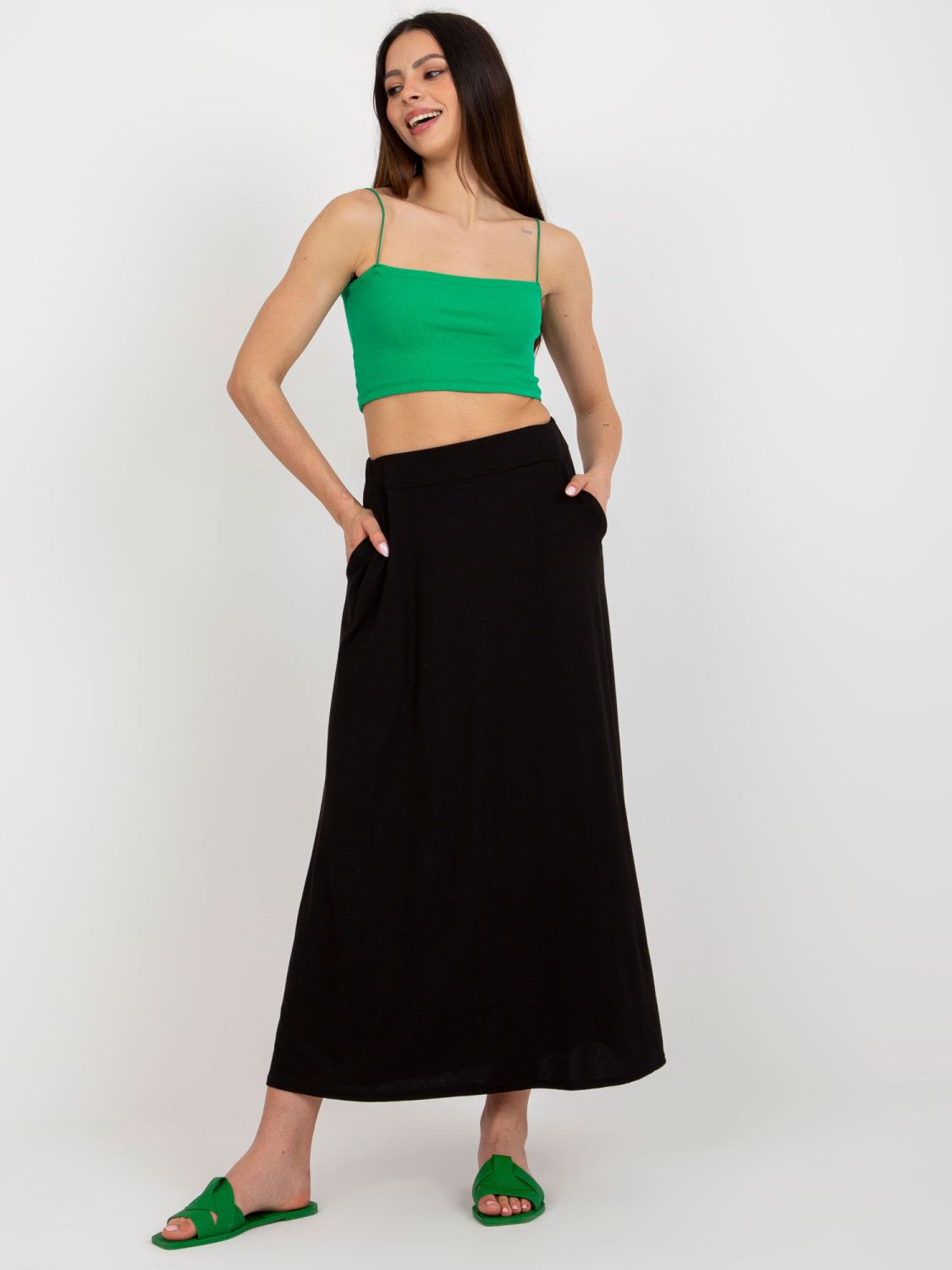 Black Midi Skirt with Pockets RUE PARIS