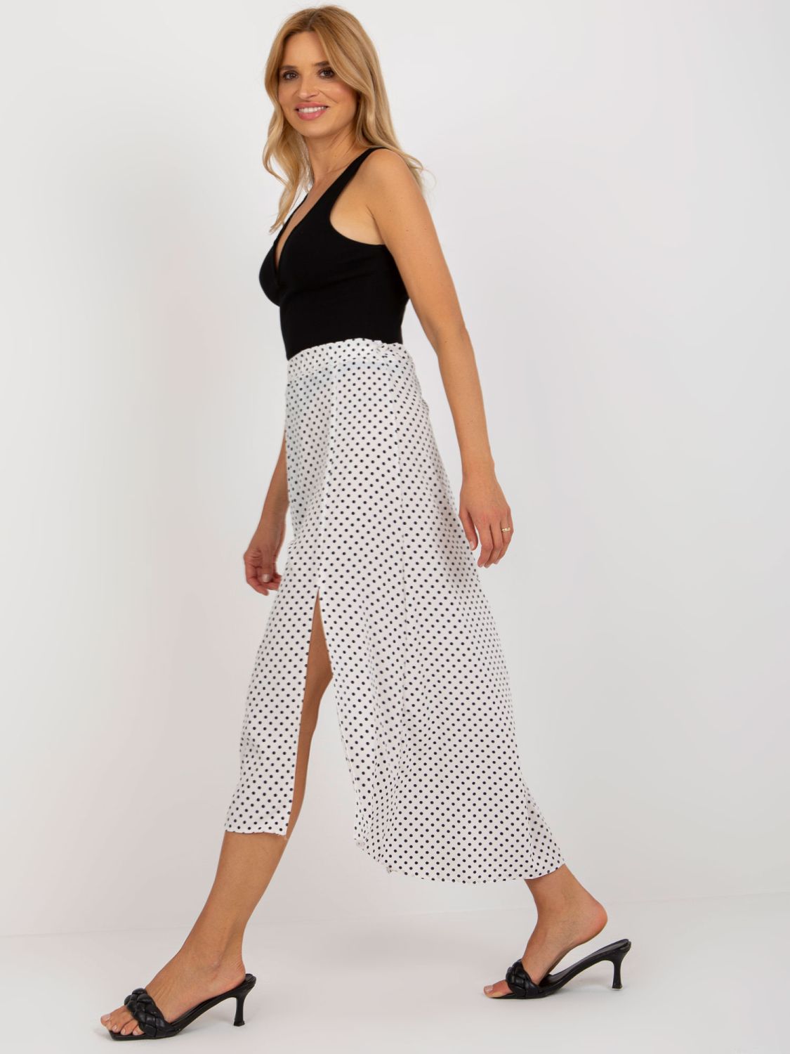 Asymmetrical Blue-White Skirt with Print by RUE PARIS