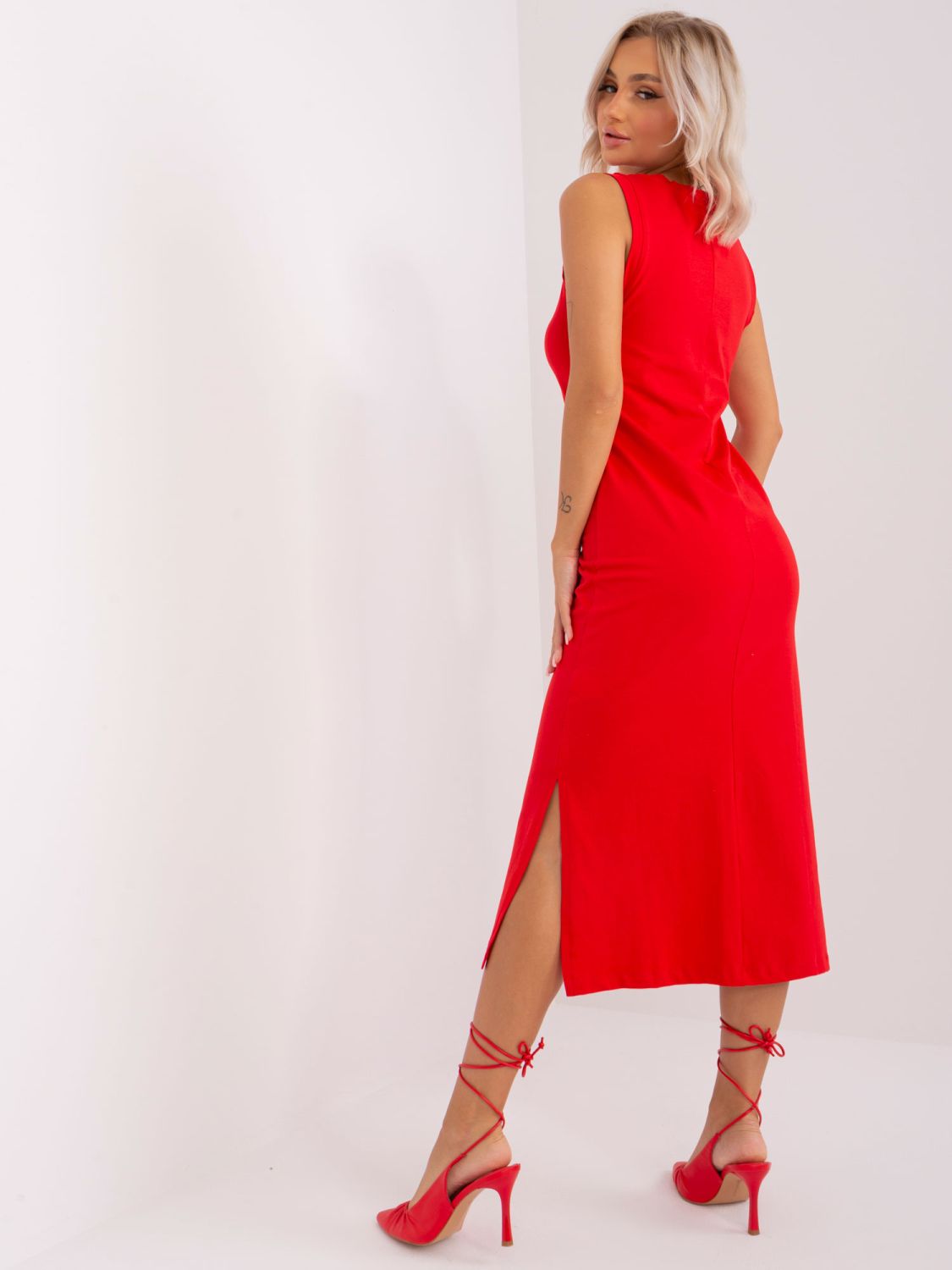 Red Midi Dress in Cotton OCH BELLA