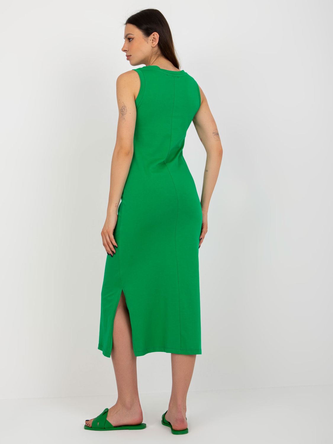 Green Everyday Dress with Slits OCH BELLA