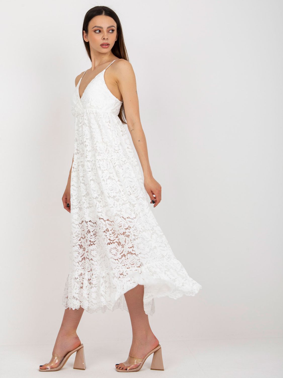 White Summer Dress with Ruffle OCH BELLA