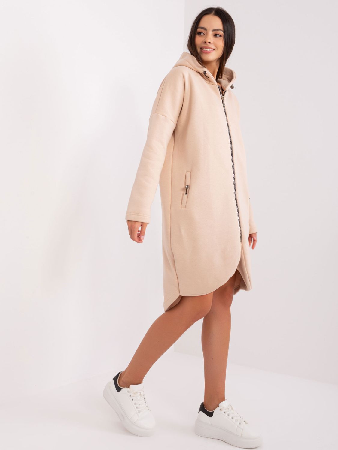 Beige Long Basic Hoodie Tina RUE PARIS