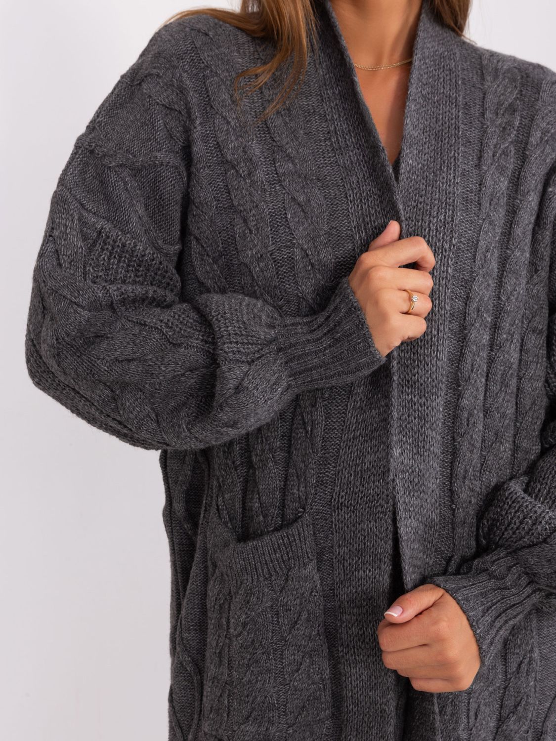 Dark Gray Cardigan with Puff Sleeves