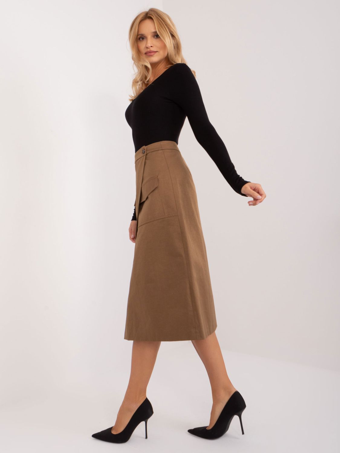 Beige Midi Skirt