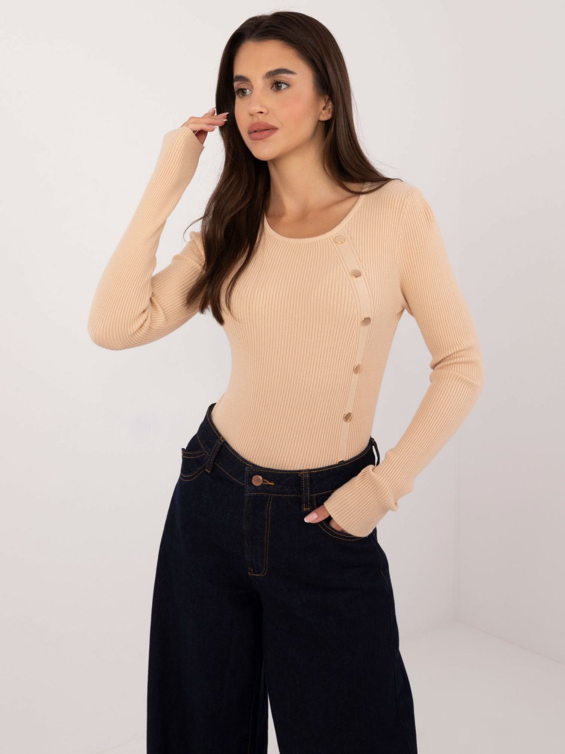 Beige Long Sleeve Sweater