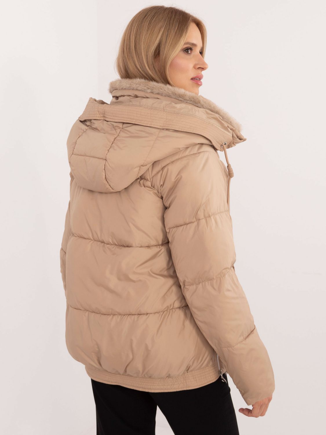 Stylish Winter Jacket with Hood in Camel Color