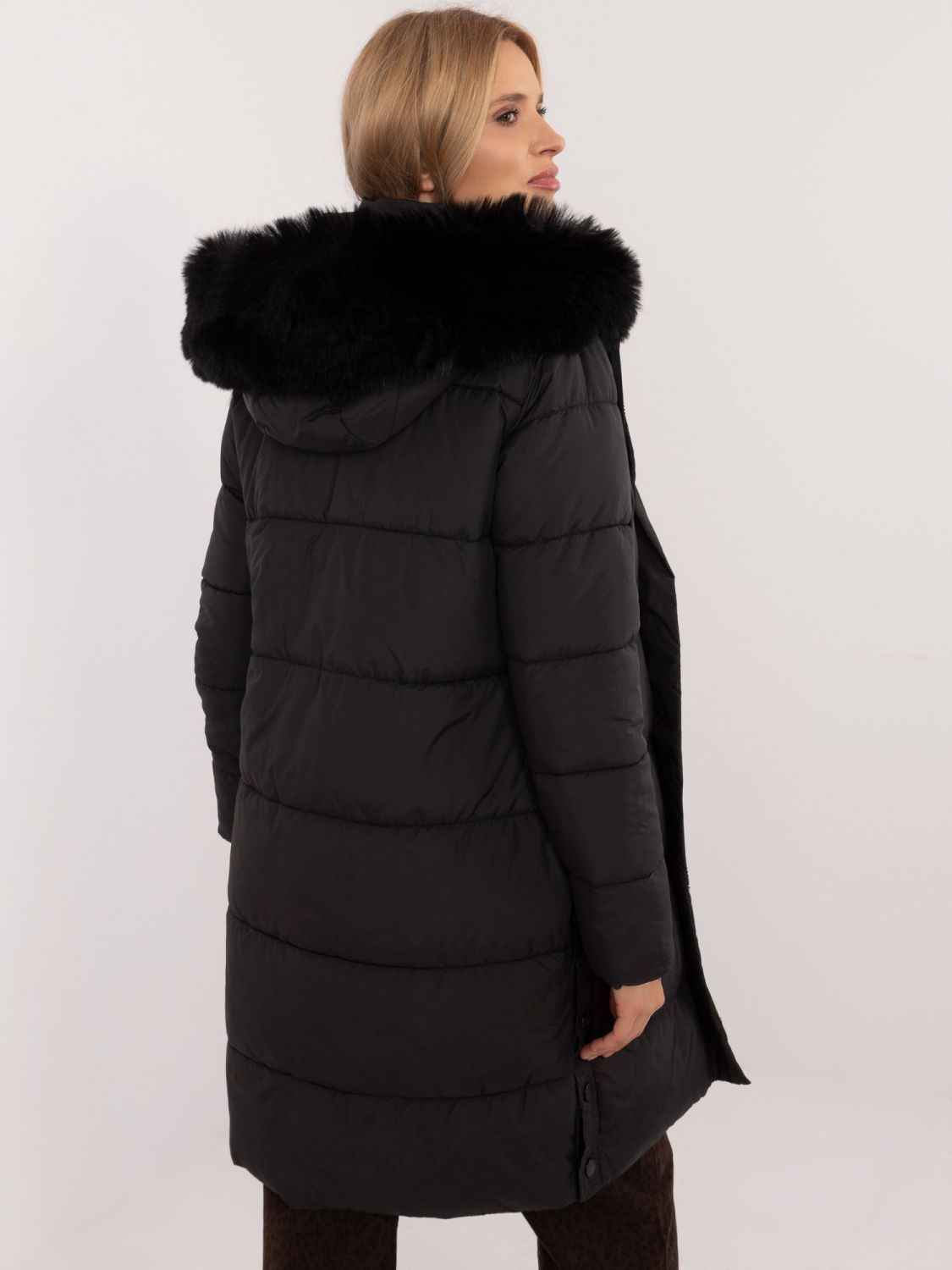 Women's Black Winter Jacket with Hood