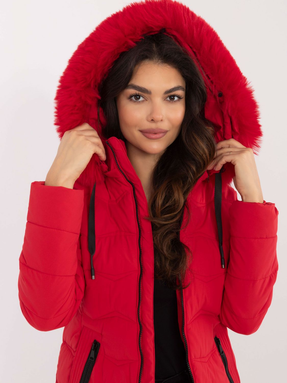 Comfortable Red Winter Jacket with Hood