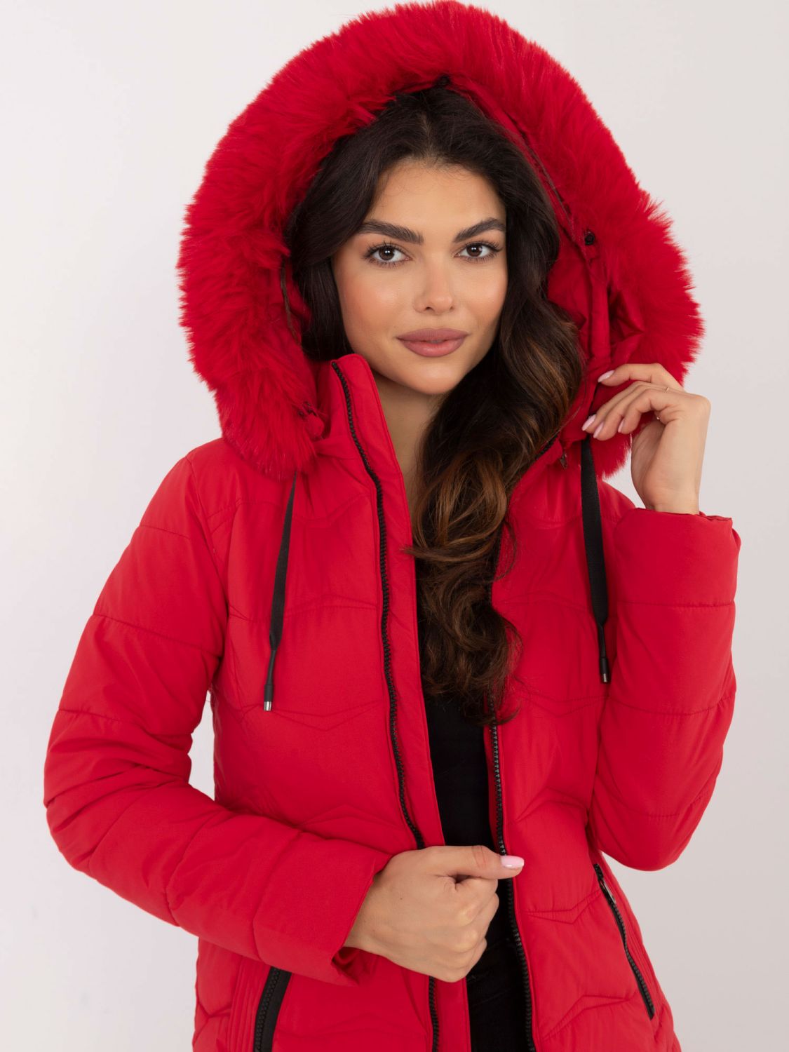 Comfortable Red Winter Jacket with Hood