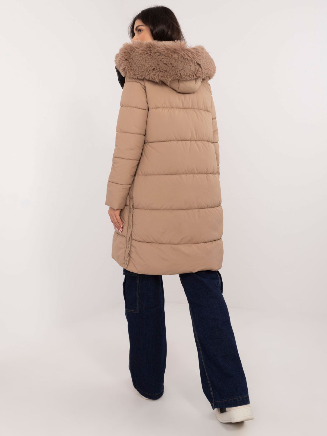 Beige Winter Jacket with Hood