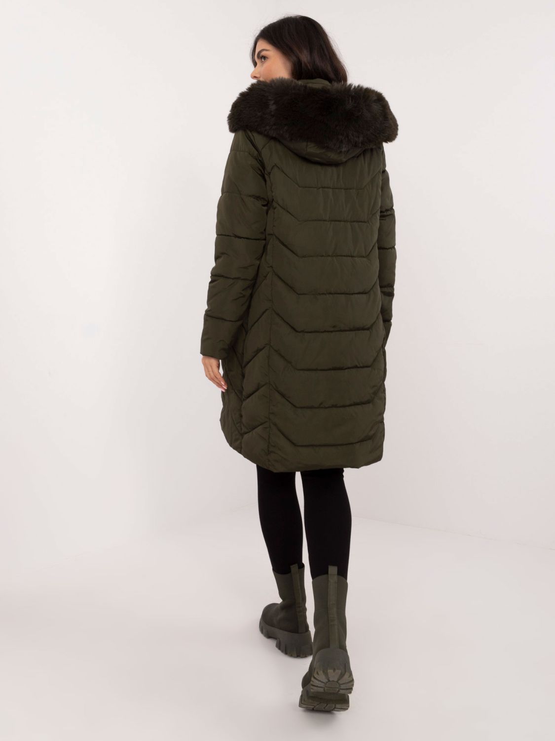 Women's Khaki Winter Jacket with Hood