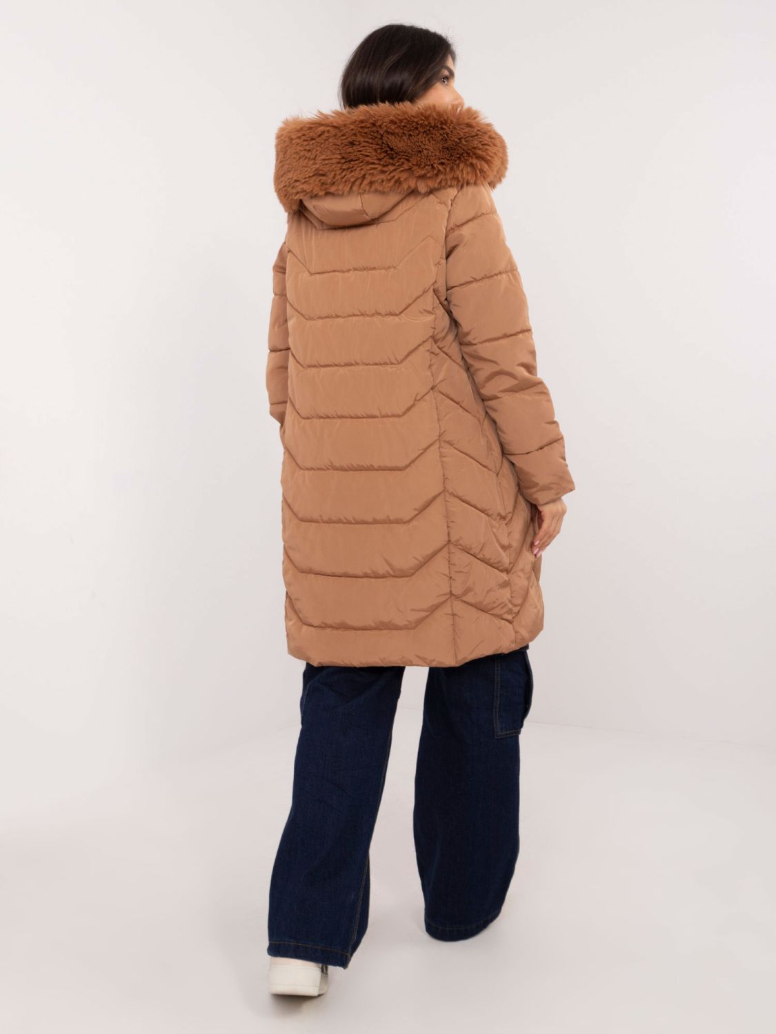 Comfortable Winter Jacket with Hood in Camel Color