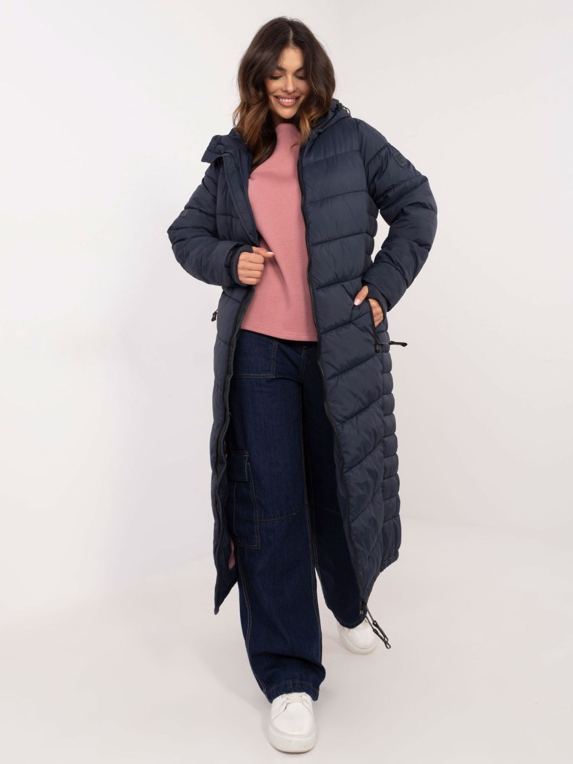 Women's Quilted Coat in Navy Blue