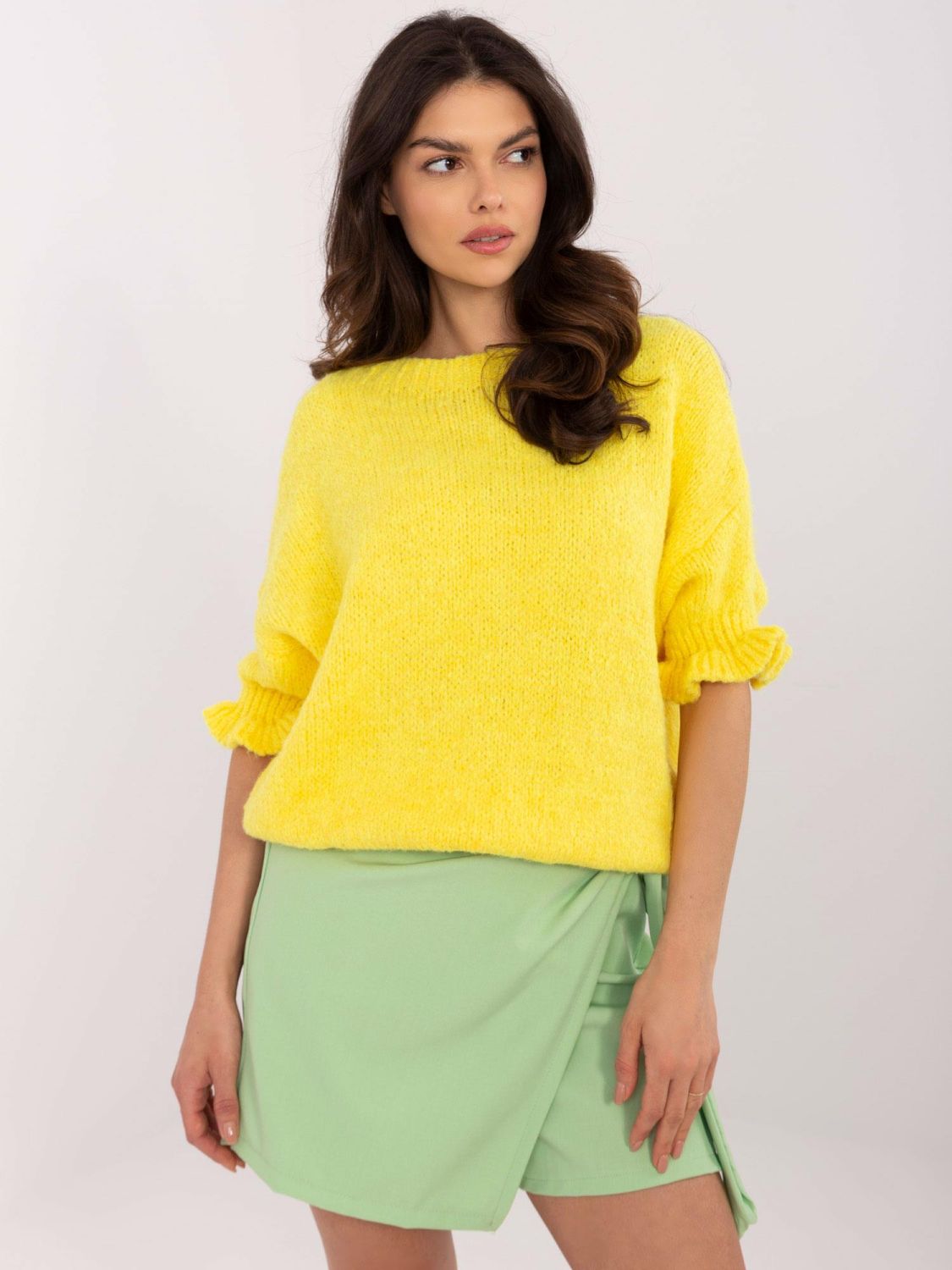 Yellow Sweater with 3/4 Sleeves