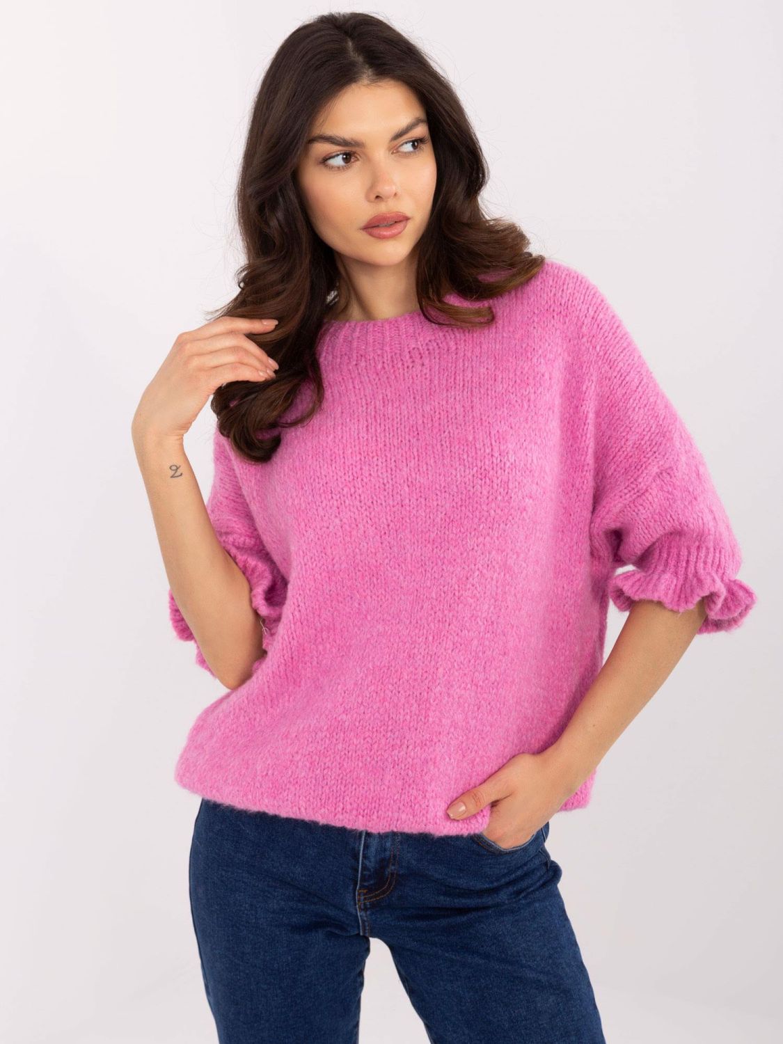 Pink Sweater with 3/4 Sleeves