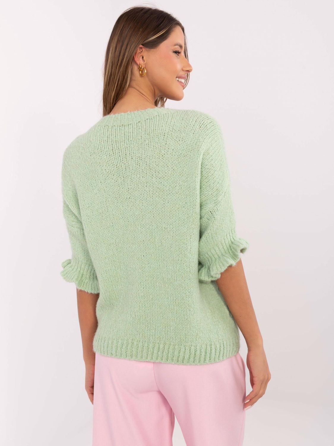 Pistachio Sweater with 3/4 Sleeves
