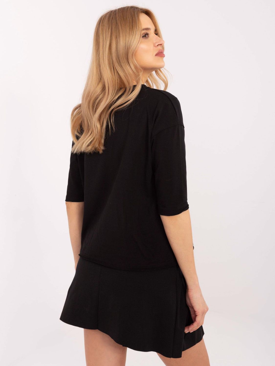 Stylish Black Blouse with 3/4 Sleeves