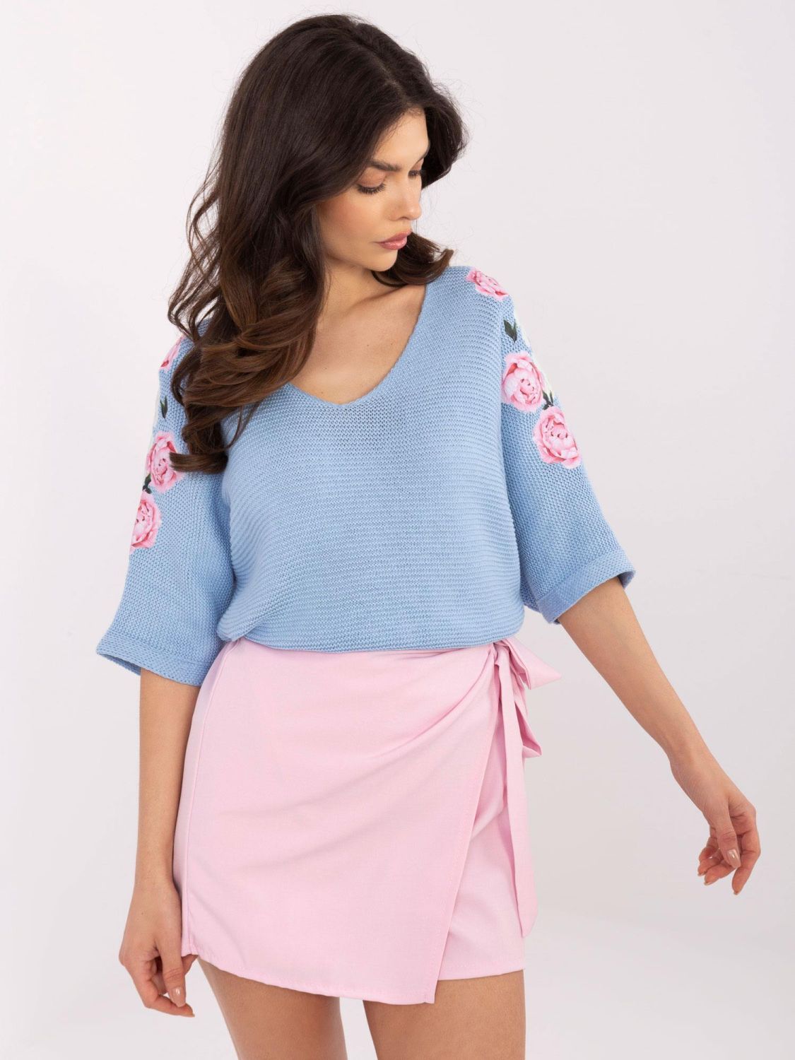 Floral Sweater in Light Blue