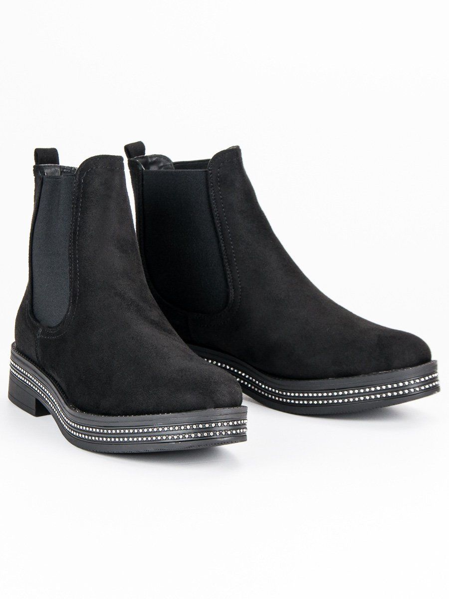 Black suede-effect ankle boots
