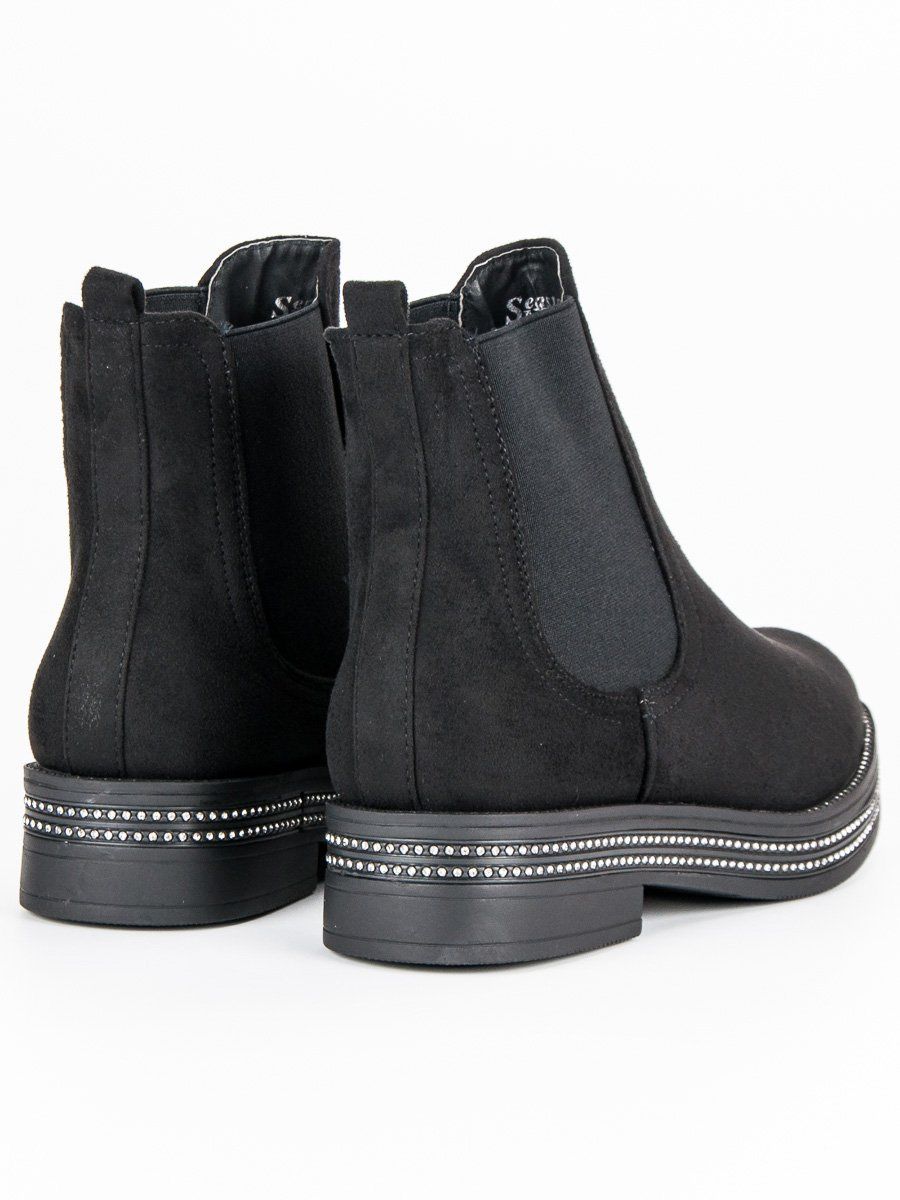 Black suede-effect ankle boots