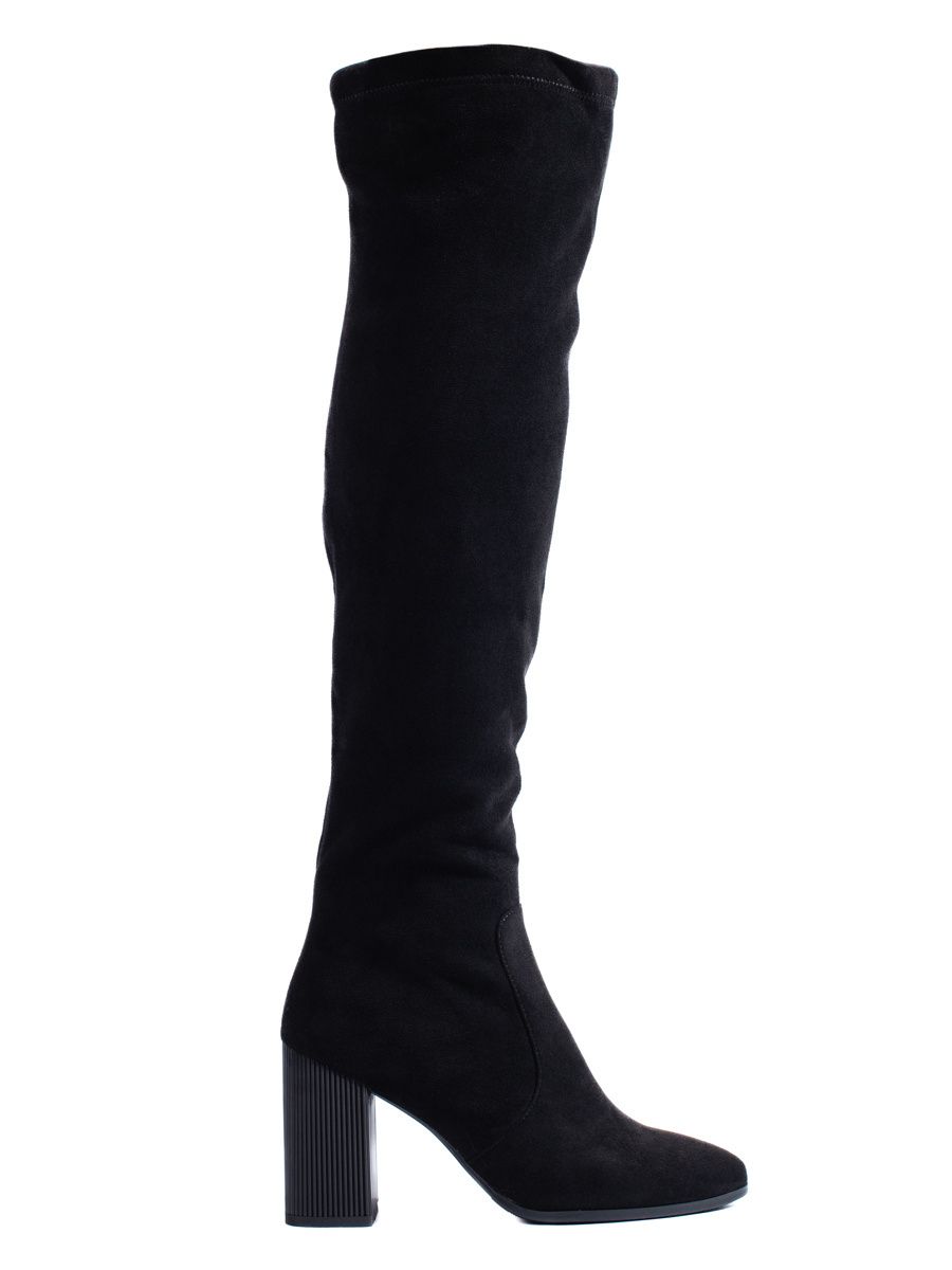 High heeled suede boots black