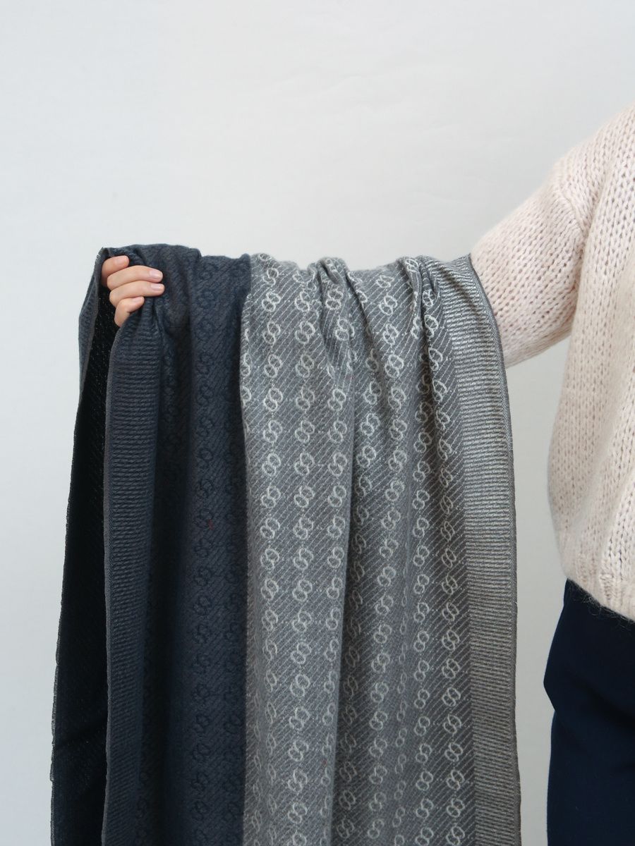 Blue-grey patterned scarf