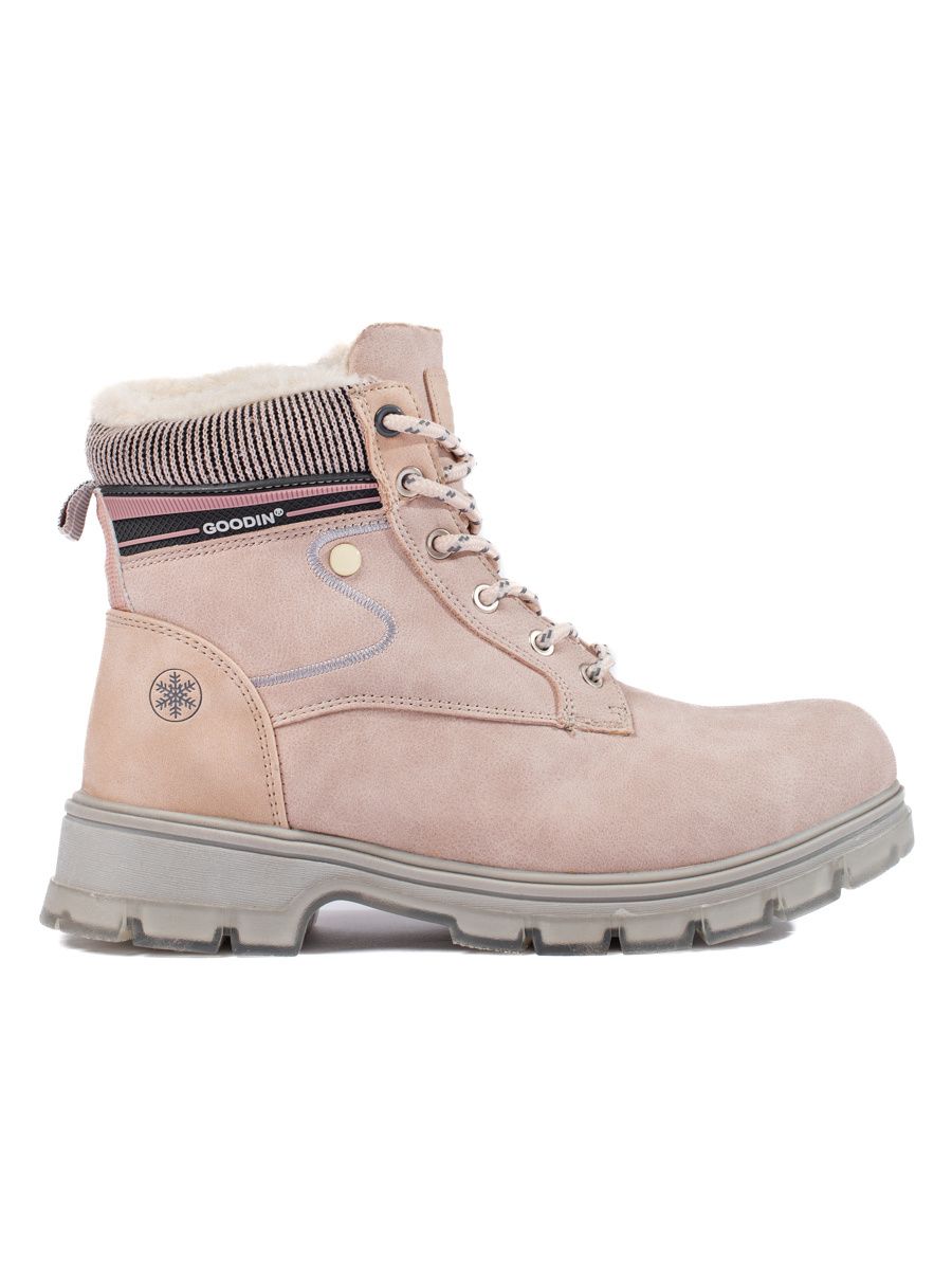 Beige lace-up ankle boots